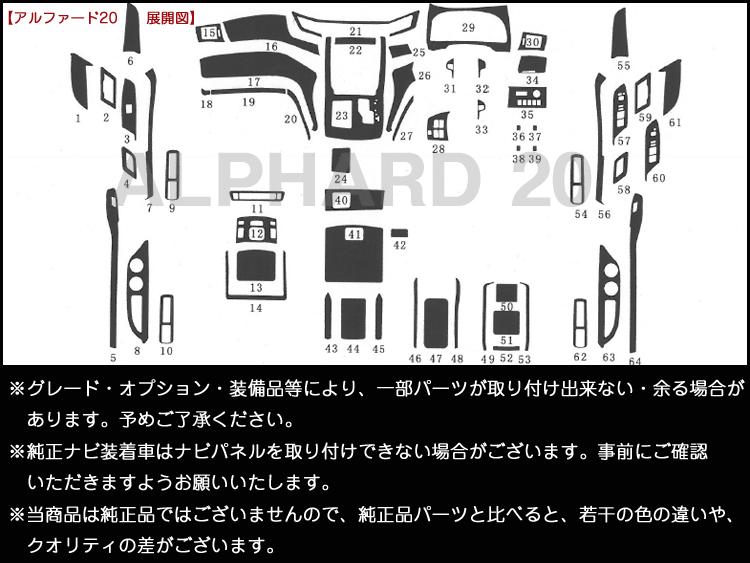 高品質,A級品,インテリアパネル,アルファード,ヴェルファイア,ANH20,GGH20