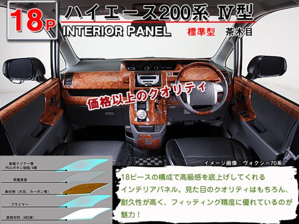 インテリアパネル ハイエース200 4型 標準型 18P◇茶木目 A級品