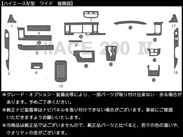 インパネ ハイエース200 4型 ワイド18P◇ピアノブラック A級品 インパネ ハイエース200 4型 ワイド18P◇ピアノブラック A級品