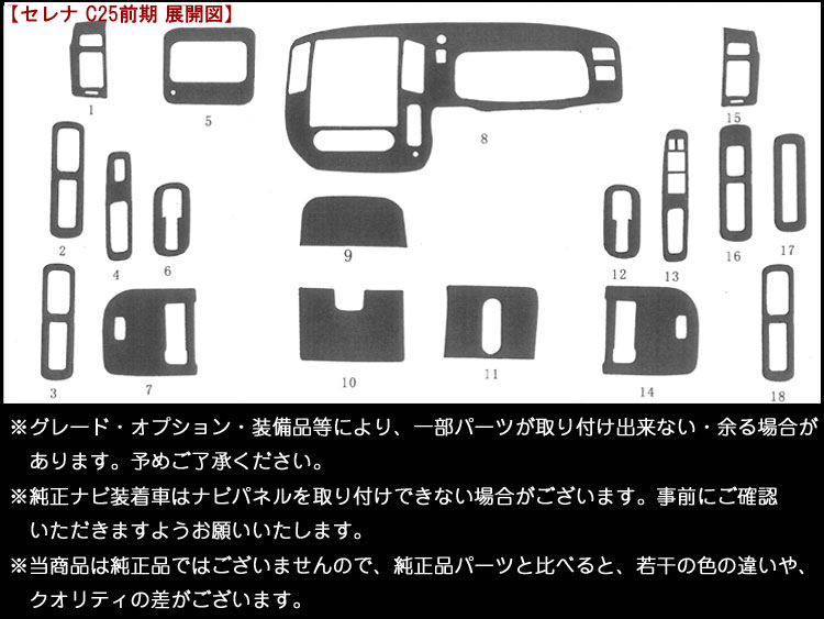 高品質,A級品,インテリアパネル,セレナ,C25,前期