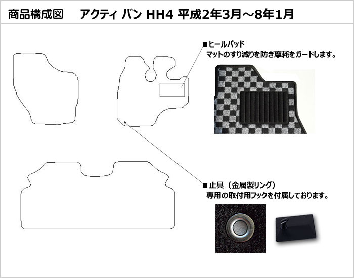 アクティバン HH5/HH6 黒無地 フロアマット カーマット 日本産 新品