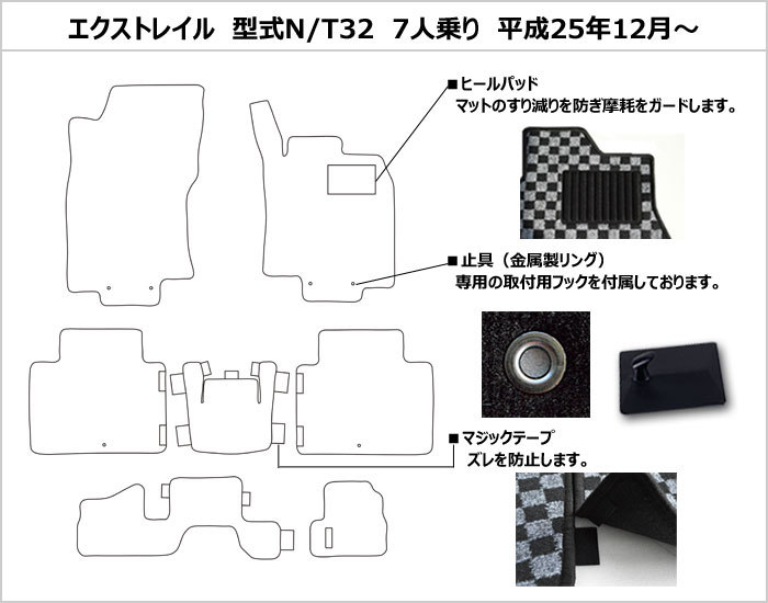 日産 エクストレイル 人乗り フロアマット